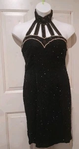 Vintage Linsiano Beaded Dress, Black, S, L - Picture 1 of 8