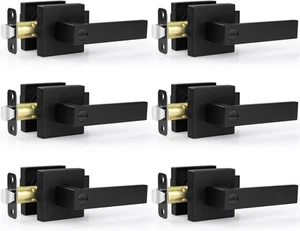 6 Pack Matte Black Door Handle, Privacy(with Lock But No Key), - Picture 1 of 8