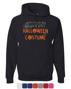 Cheapest Halloween Costume Hoodie Funny Spooky Trick or Treat Sweatshirt - Picture 1 of 9