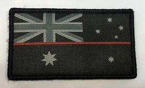 Thin Red Line * Woven Patch, Hook Rear, Black, Fire Brigade - Picture 1 of 8
