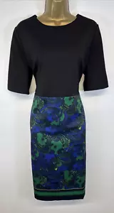 Ted Baker Lylia Stargaze Dress Black Floral Bodycon Short Sleeve TB 5 UK 14 - Picture 1 of 15