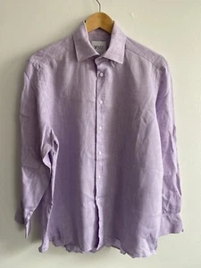 WNU With Nothing Underneath Boyfriend Shirt Women’s UK 16 Lilac Linen Button Up - Picture 1 of 17