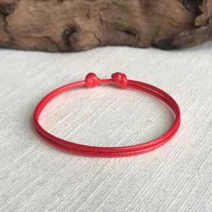 Red 1.5mm Water Resistant Cord Adjustable Unisex Bracelet or Anklet - Picture 1 of 7