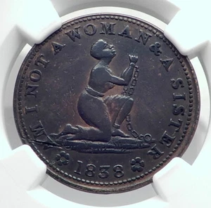 1838 US Pre- CIVIL WAR Hard Times NYC ANTI SLAVERY ABOLITIONIST Token NGC i80917 - Picture 1 of 5