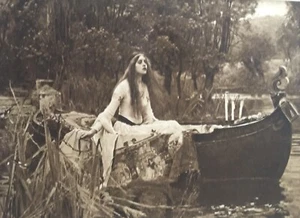 Antique Print – The Lady of Shalott by J.W. Waterhouse | Sepia Plate c.1901 - Picture 1 of 2
