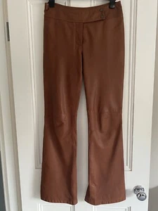 Next Tan Leather Trousers 10 Long Excellent Condition - Picture 1 of 7