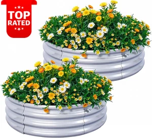 2Pcs Galvanized Metal Raised Garden Bed 3x3x1 FT Planter Box for Vegetables - Picture 1 of 12