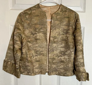 Vintage Handmade Blazer Overcoat Rose Gold Japanese Decor 3/4 Sleeve - Picture 1 of 3