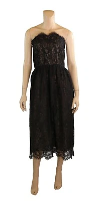 Victor Costa Neiman Marcus Vintage 80s Black Lace Cocktail Formal Party Dress 6 - Image 1 of 4