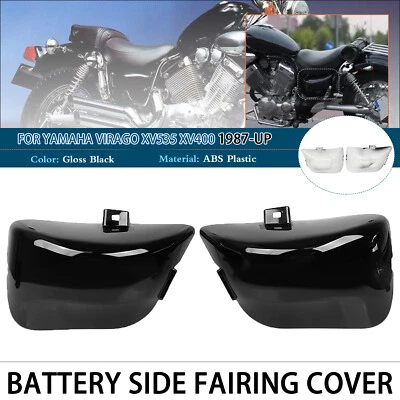 Gloss Black Side Battery Covers Fairing For Yamaha Virago XV535 XV400 1987-up Foto 1 de 4