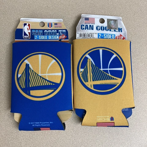 Golden State Warriors 12oz Two Sided Can Cooler NEW  Coozie 2pack AR376 Cover