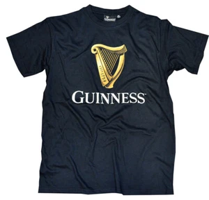 Guinness Classic Men's Black T-Shirt with an Irish Gold Harp Design 100% Cotton - Picture 1 of 10