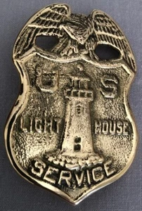 US Lighthouse Service Uniform Badge Replica Brass USLHS Eagle Light House - Picture 1 of 3