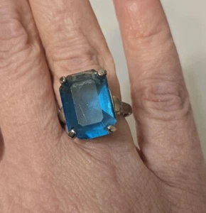 Vtg Bluegreen Teal Coustume Jewelry Ring 5 3/4 Adjustable To 6 3/4 Mermaidcore - Picture 1 of 13