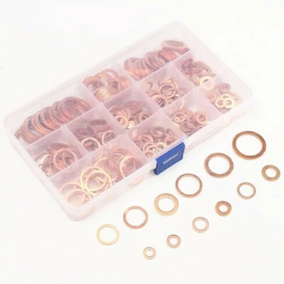 Solid Copper Crush Washer Gasket Set Flat O-Ring Seal Kits Banjo Bolt Tap Box - Image 1 of 4