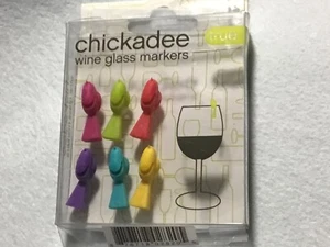 NEW IN BOX GENUINE Chickadee Wine Glass Markers Set of 6 New Assorted Colors - Picture 1 of 3