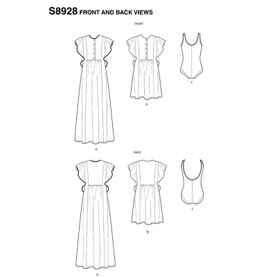 Simplicity 8928 Sz 4-20 Swimsuit & Caftan Coverup Boho Peasant Dress Pattern - Image 1 of 3