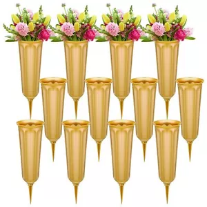 12 Pcs Plastic Cemetery Vases with Spikes Memorial Flower Vase Cemetery Grave... - Picture 1 of 7