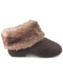 Isotoner Signature Women's Metallic Quilted Monica Low Boot Slippers Gunmetal - Picture 1 of 3