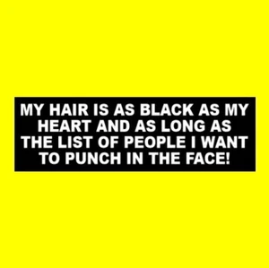 Funny "MY HAIR IS AS BLACK AS MY HEART ..." goth girl decal BUMPER STICKER emo - Photo 1 sur 1