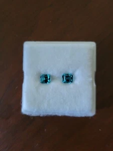 #238 2.20ct 5.5x6.5mm Emerald Cut Blue Zircon, Set Of 2 (Matched Pair) - Picture 1 of 3
