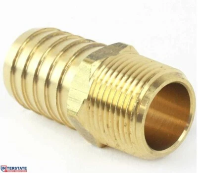 1" Barb x 3/4" NPT Male Brass Hose Fitting, Air Gas Fuel Water FM99-7 Interstate - Image 1 of 4