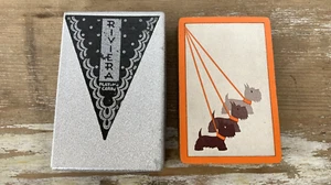 Vintage US Playing Card Company Riviera cards art deco scottie dogs on leash 30s - Picture 1 of 7