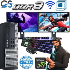 FAST GAMING DELL BUNDLE PC Computer FULL SET DUAL MONITOR INTEL i3 8GB RAM GT710 - Picture 1 of 1