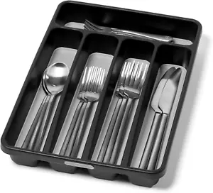 Classic Mini Silverware Tray, Soft Grip, Non-Slip Kitchen Drawer Organizer, 5 Co - Picture 1 of 5