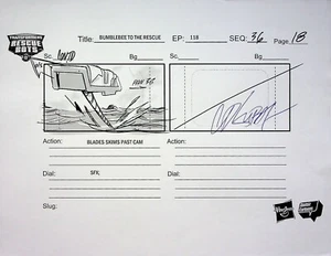 TRANSFORMERS Rescue Bots SIGNED DAN KUBAT Production Storyboard Copy Page #KB - Picture 1 of 2