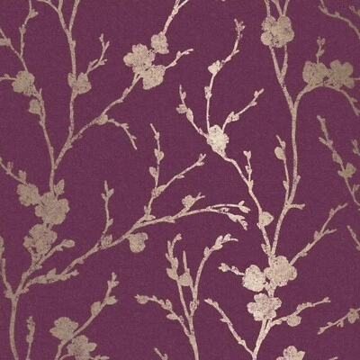 Graham & Brown Meying Floral Wallpaper – Mauve/Gold – 33’ L x 20.5”W - Image 1 of 4