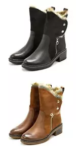 NEW Patrizia Womens Saige Leather Faux Fur Winter Boots - Picture 1 of 15