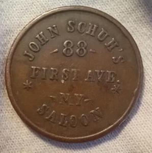 1863 Bürgerkrieg Laden Medaille - John Schuhs Saloon New York - Bild 1 von 2