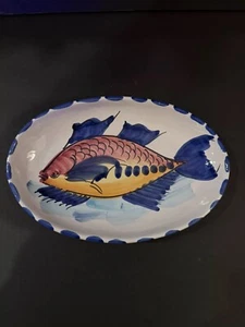 Vietri Italy Fish Plate Hand Painted Oval Dish 10.5” x7” Nautical Platter NEW - Picture 1 of 10