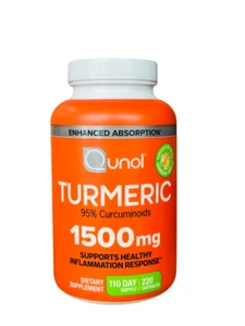 Qunol Turmeric 95% Curcuminoids 1500mg - 220 Capsules,EXP:02/28+Free Shipping - Picture 1 of 2