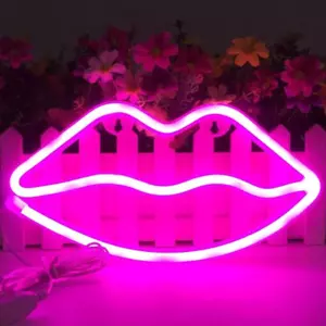 Lippenförmige Neonschilder LED Romantische Kunst Dekorative Neonlichter Wanddekor - Bild 1 von 11