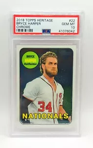 BRYCE HARPER 2018 Topps Heritage #22 Chrome /999 PSA 10 Phillies MVP 💥 - Picture 1 of 3