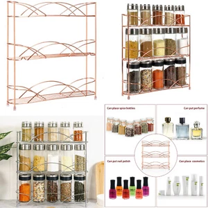 Rose Gold Metal Wire Spice Rack Wall Hang & Free Standing Kitchen Jars Holder UK - Picture 1 of 15