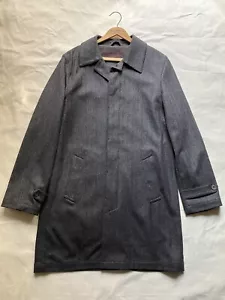 Turnbull & Asser Wool Cashmere Gray Herringbone Trench Coat 38 Made England mint - Picture 1 of 23