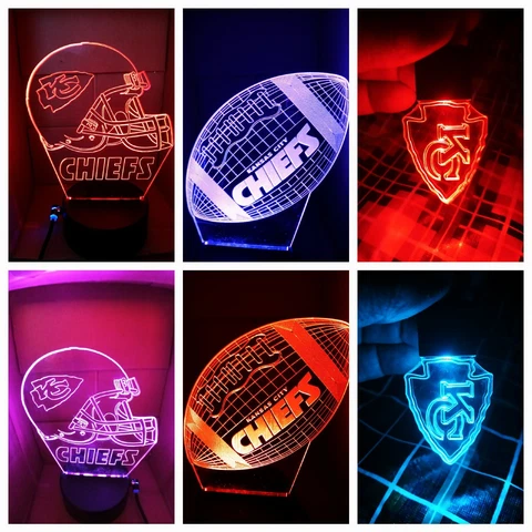 Kansas City Chiefs Bundel  1 Arrow Keychain,1 3D Football And    1 HELMET Light Cover