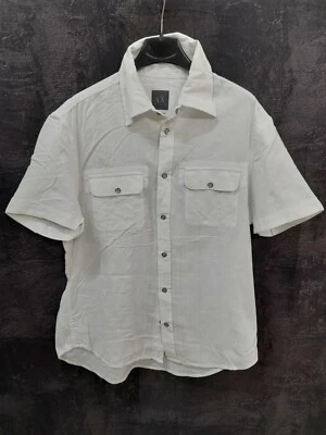 AX Armani exchange camicia shirt jacket tg M uomo jacket bianco cotone estiva - Immagine 1 di 4