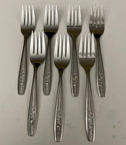 7 Simeon L. & George H. Rogers Co. Stainless Flatware Maybrook Rose 5.75” Forks - Picture 1 of 6