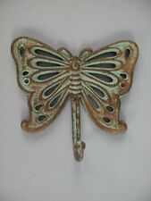 9977721 Cast Iron Figure Wand-Haken Butterfly Green Rustic D16cm
