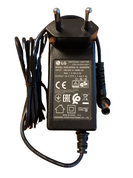 LG LED LCD Monitor AC Adapter Netzteil 19 V 1,7 ADS-40FSG-19 original EU stecker - Bild 1 von 2