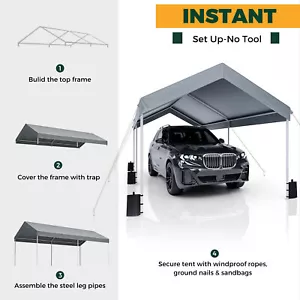 3x6m Carport Car Canopy Portable Garage Waterproof UV-Resistant Party Tent - Picture 1 of 7