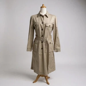 Trench Coat Safari Chaqueta Talla 6 EE. UU. Beige Algodón Ligero Cinturón Auténtico - Imagen 1 de 20
