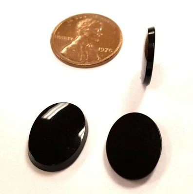 1 PEDRA PRECIOSA VINTAGE GENUÍNA ÔNIX PRETO 16x12mm. PLACA CABOCHÃO OVAL E504 - Imagem 1 de 2