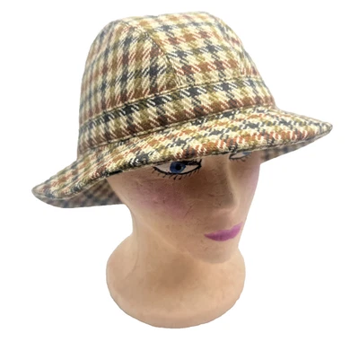Sombrero de cubo vintage Harrods of London lana a cuadros 7 57 unisex Foto 1 de 4