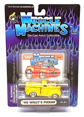 Muscle Machines 1/64 Scale 71161 01-51 - 1940 Willys Pick-Up Truck - Yellow - Image 1 of 4