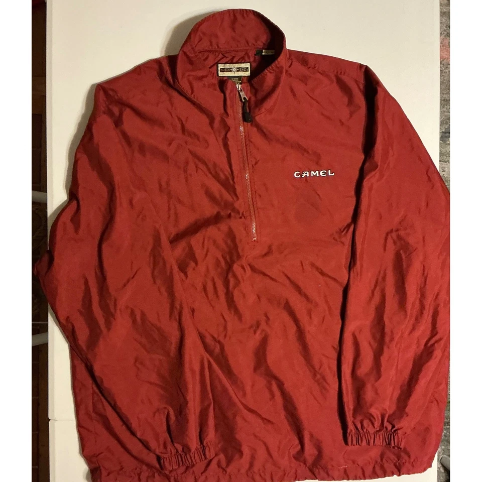 De Colección Y2K Camel Cigarettes Pullover Rompevientos Chaqueta Roja XL 1/4 Cremallera Ligera Foto 1 de 4